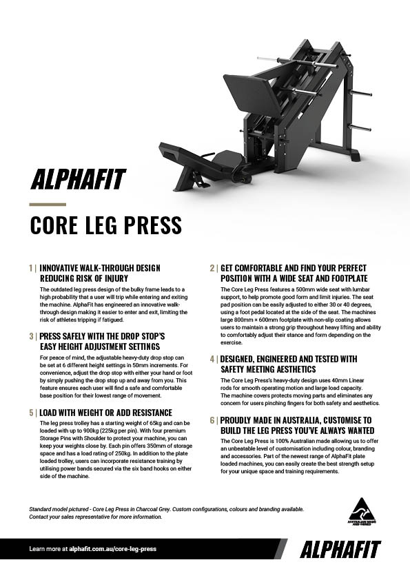 AlphaFit Core 40-Degree Leg Press Sell Sheet