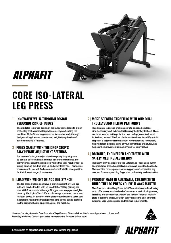 AlphaFit Core 40-Degree Leg Press Sell Sheet