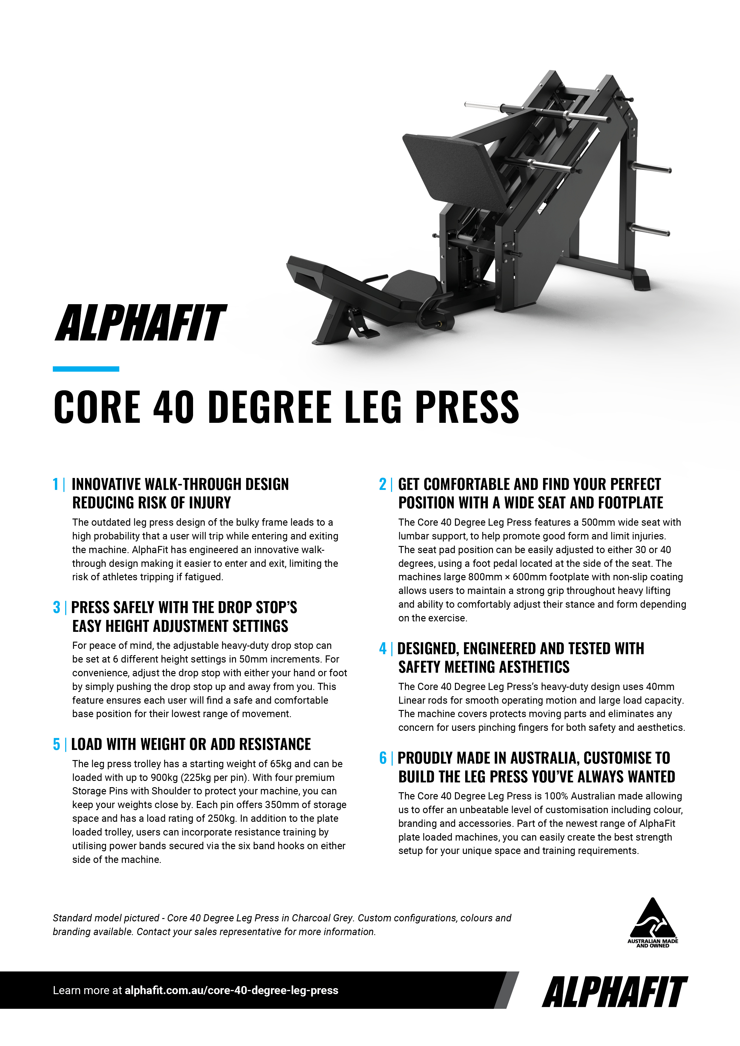 AlphaFit Core 40-Degree Leg Press Sell Sheet