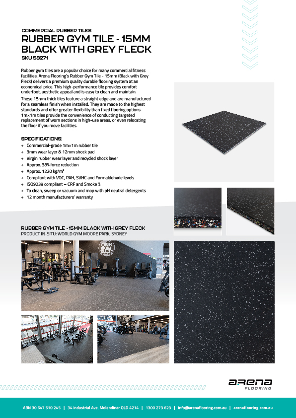 Arena Flooring Rubber Tile Spec Sheet