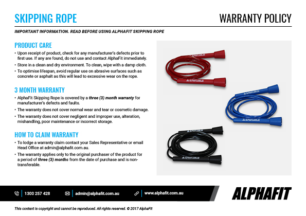 Skipping Rope warranty