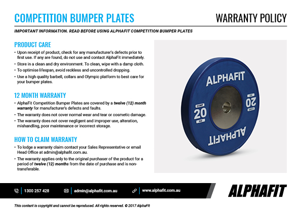 Competition Bumper Plate warranty