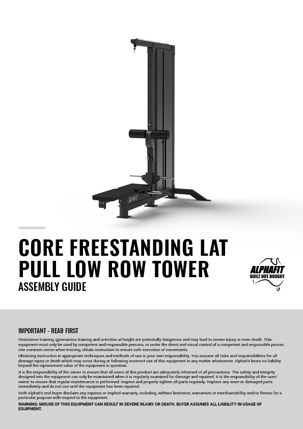 AlphaFit Core Freestanding Lat Pull Low Row Tower Assembly Guide