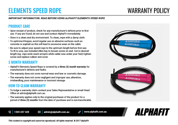 Elements Speed Rope warranty