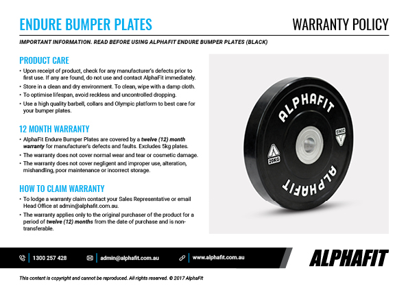 Endure Bumper Plates - Black warranty