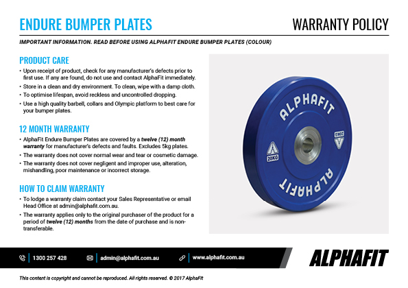 Endure Bumper Plates - Colour warranty