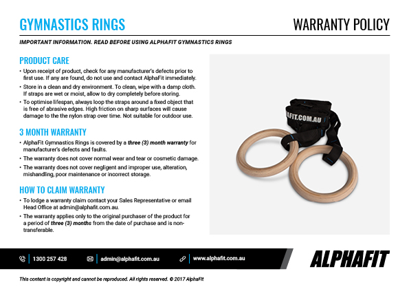 Gymnastics Ring Set warranty