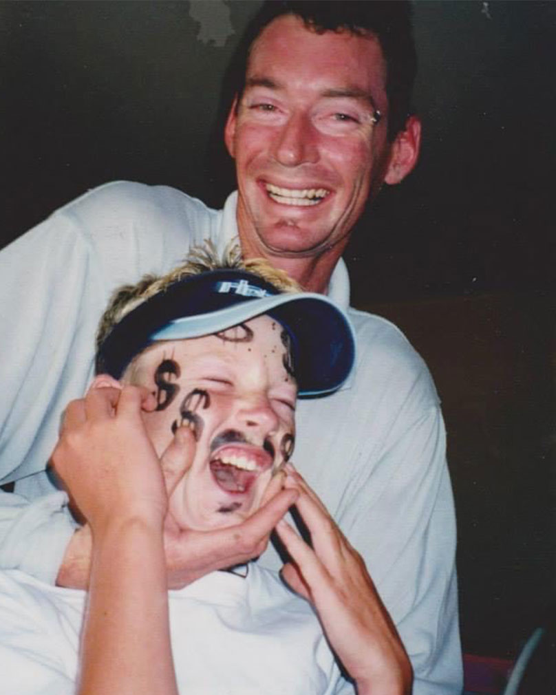 James Newbury as a child with his dad Mark