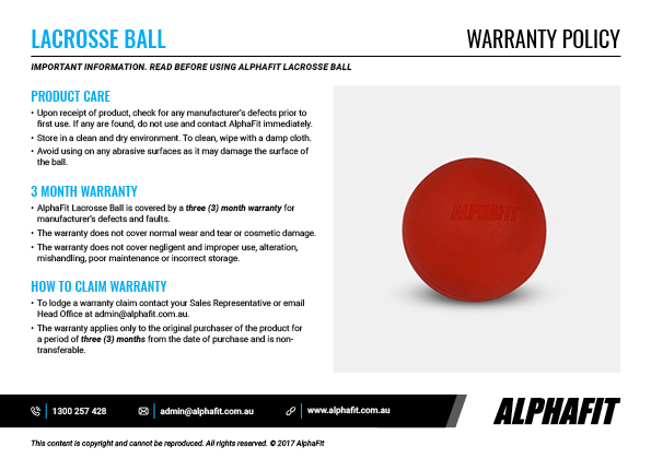 Lacrosse Ball warranty