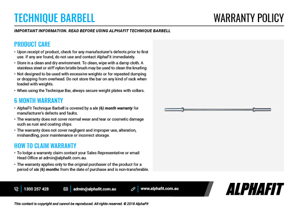 Technique Barbell warranty