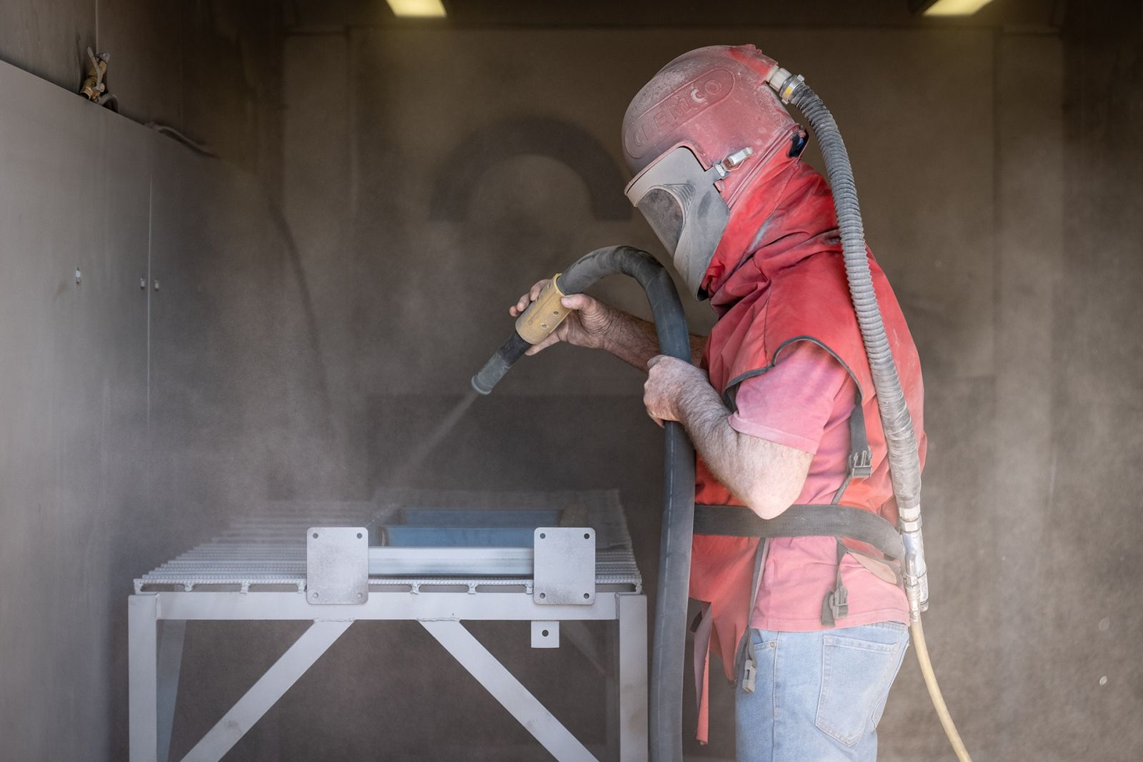 Sandblaster at work