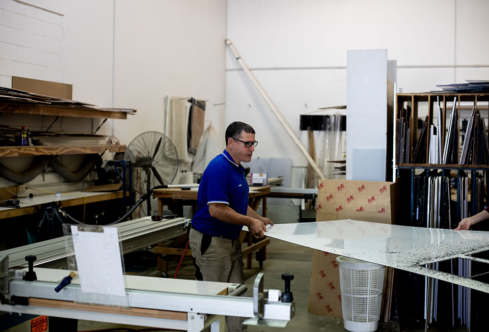 Amir in the plastic machining workshop