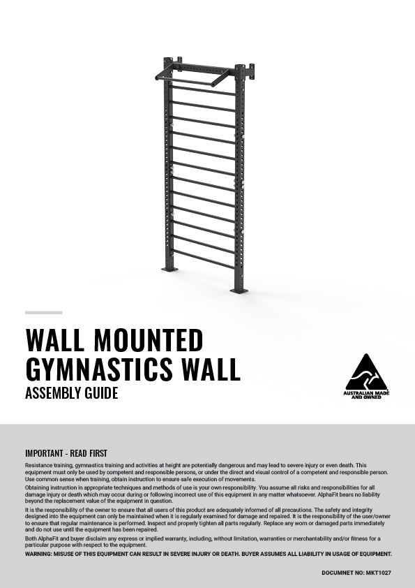 AlphaFit Wall Mounted Gymnastics Wall Assembly Guide