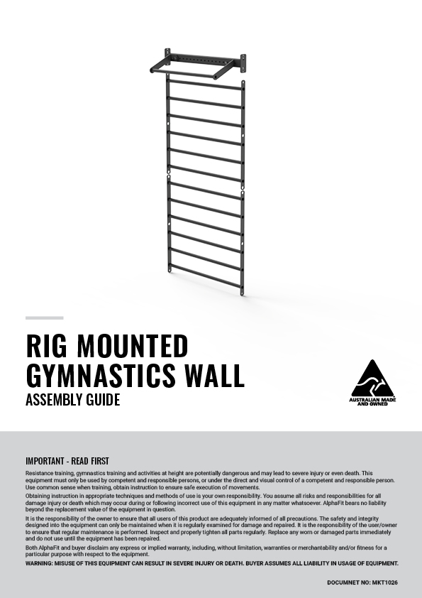 AlphaFit Rig Mounted Gymnastics Wall Assembly Guide