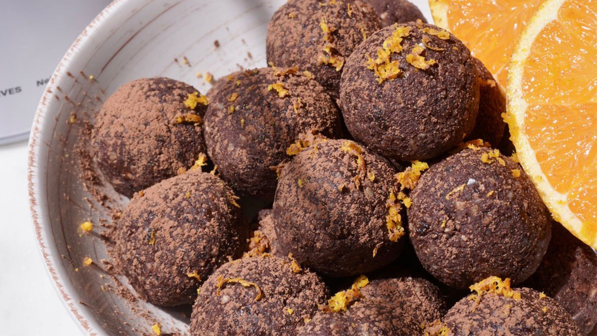 Chocolate Orange Protein Balls, made with AlphaFit supplements