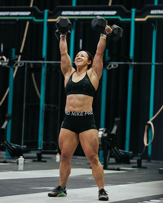 Kara Saunders Australian CrossFit Championship Event 6 Dumbbell Thruster